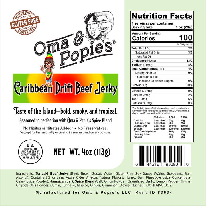 Karibische Drift - Rindfleisch-Jerky für den Großhandel von Oma & Popie's Specailty Foods LLC