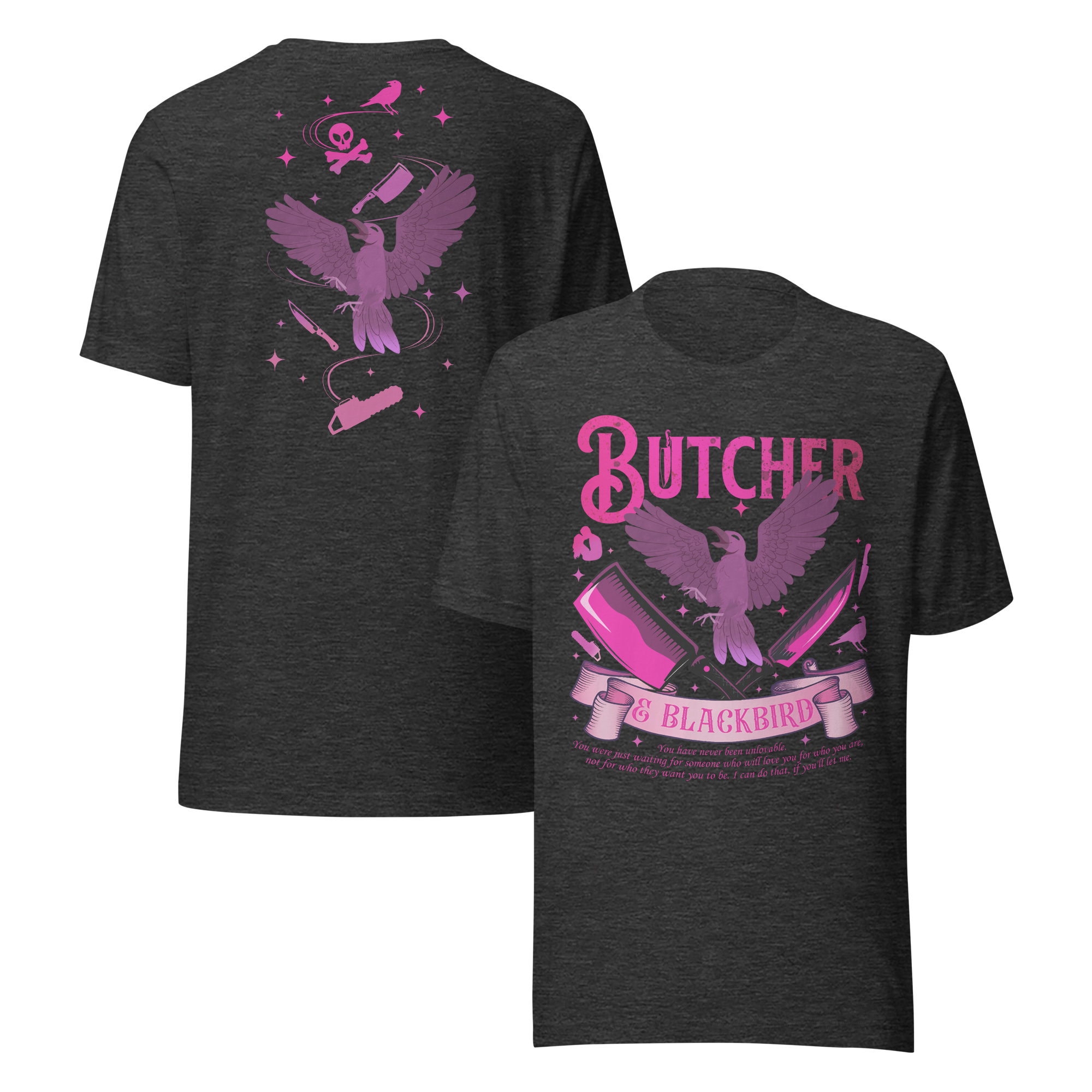 MagicMerchEmporium - Vente T-shirt sérigraphié – femme - T-shirt Butcher & Blackbird inspiré du roman dark romance9