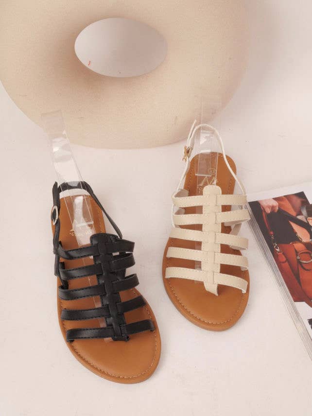 BELLICY / Cink-me - Vendita all'ingrosso Sandali - Donna - Sandali bassi in similpelle a punta aperta con fibbia aj, YU9T-50