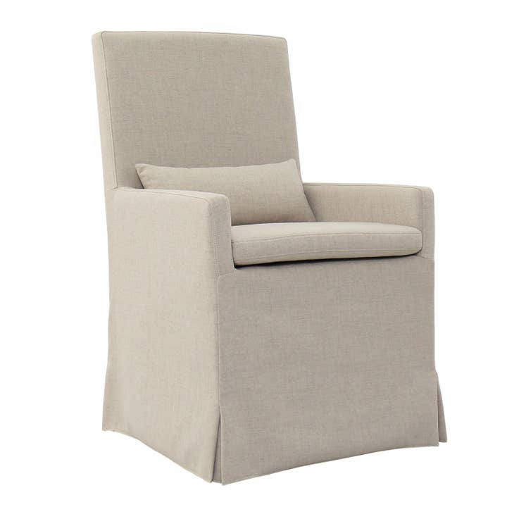 Padma's Plantation - Wholesale Chair - Sandspur Beach Arm Dining Chair - With Casters - Brushed Linen