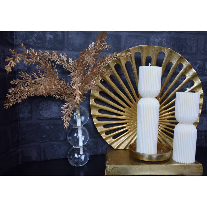 Vela en forma de columna acanalada corta para venta al por mayor de Crafted Gifts Atelier