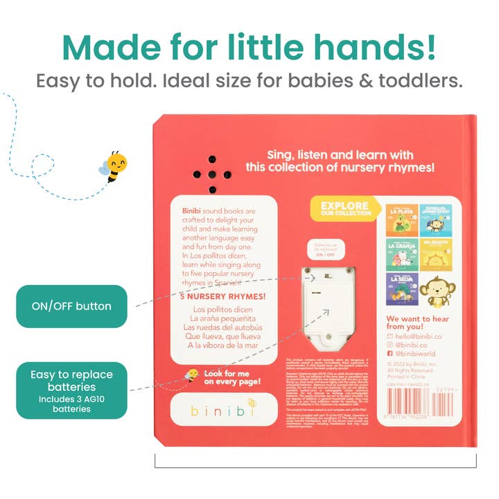 Binibi - Wholesale Baby & Toddler Book (0-2) - Los Pollitos Bilingual Musical Book: Spanish Nursery Rhymes4