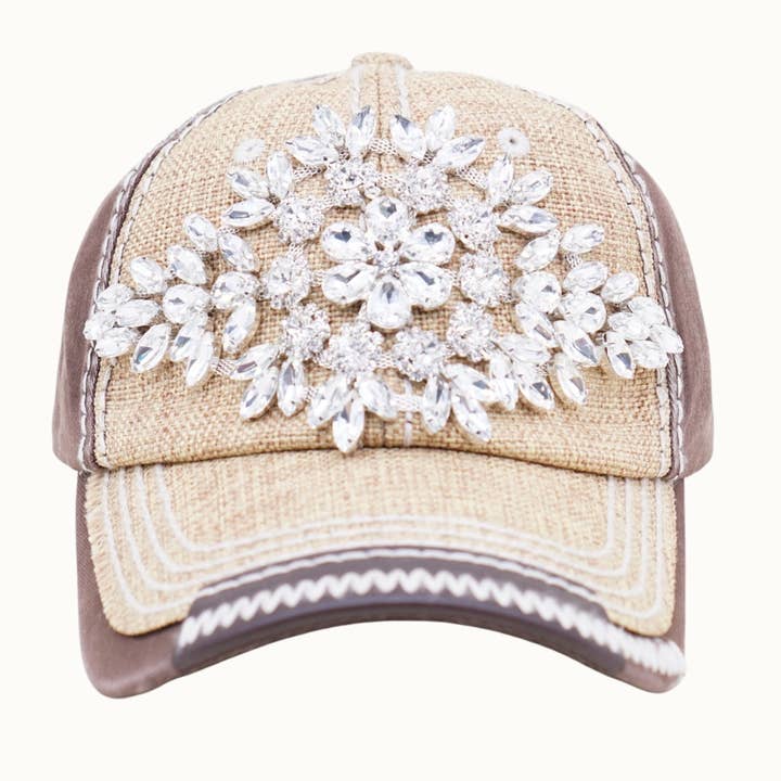 Olive & Pique – wholesale Baseball cap – Women's – Diamond Bejeweled Bling Glitz Textured Cap, Adjustable