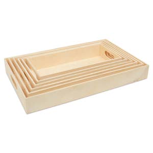 Buy Wooden Living - Wood Tray/Wooden Trays, Square Serving Boxes with  Handles - Unfinished & Small