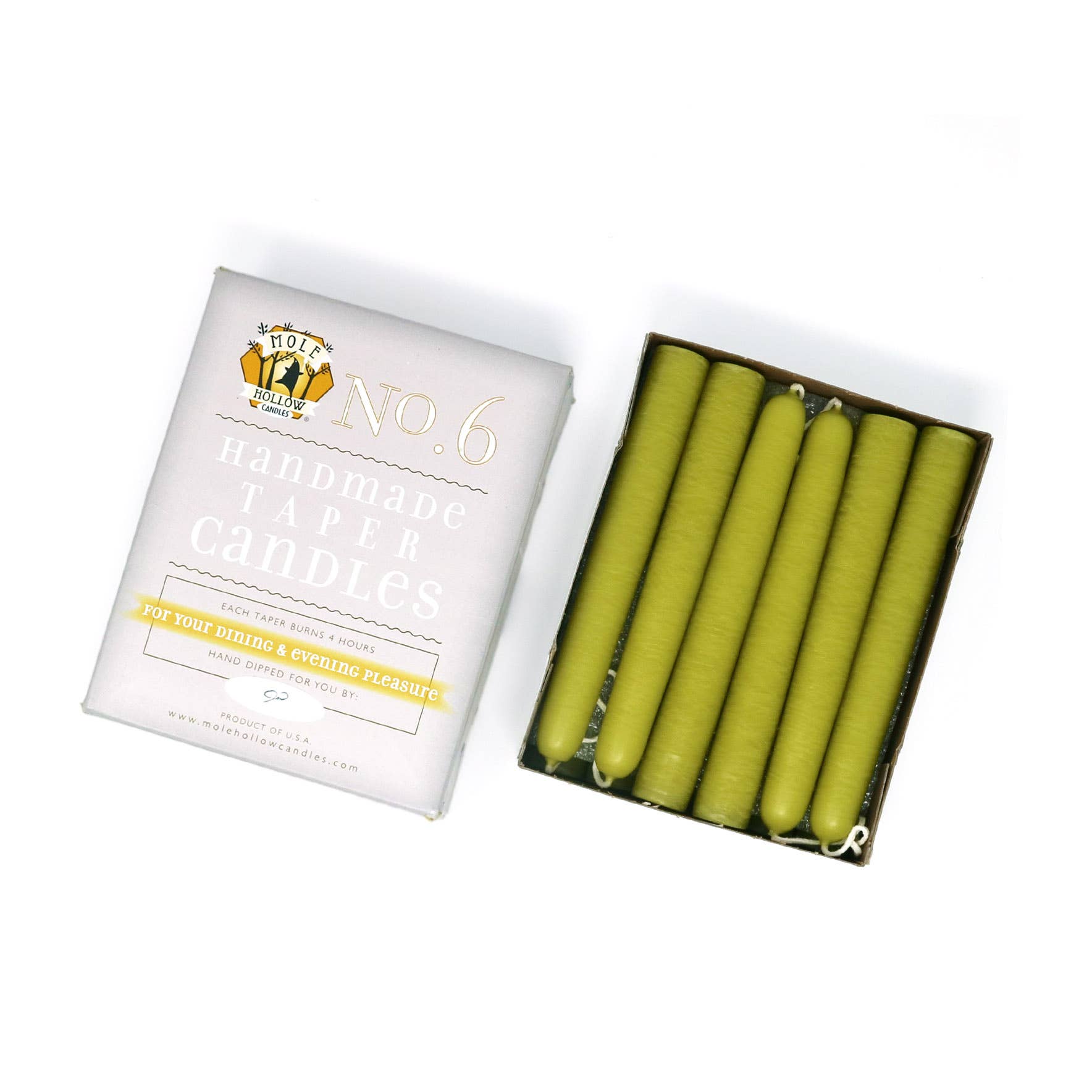 Mole Hollow Candles - Wholesale Tapered Candle/Candlestick - 6" Hand Dipped Unscented Taper Candles - 39 Colors USA Made20