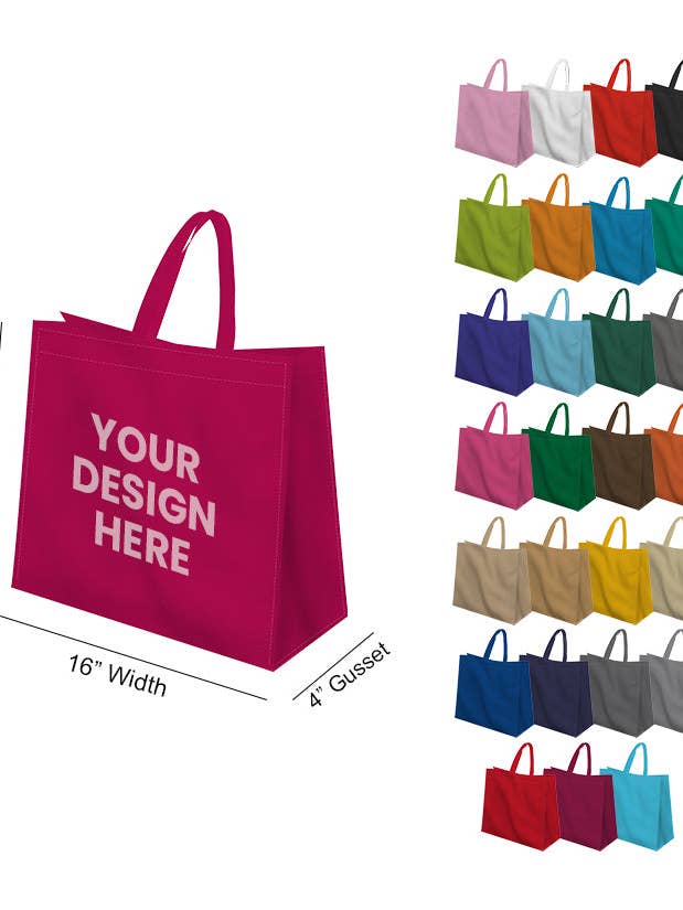 Reusable Heavy-Duty Non-Woven Tote Bag - 15x16x4 | Custom Printed Power Tote Bags for wholesale by Non Woven Totes
