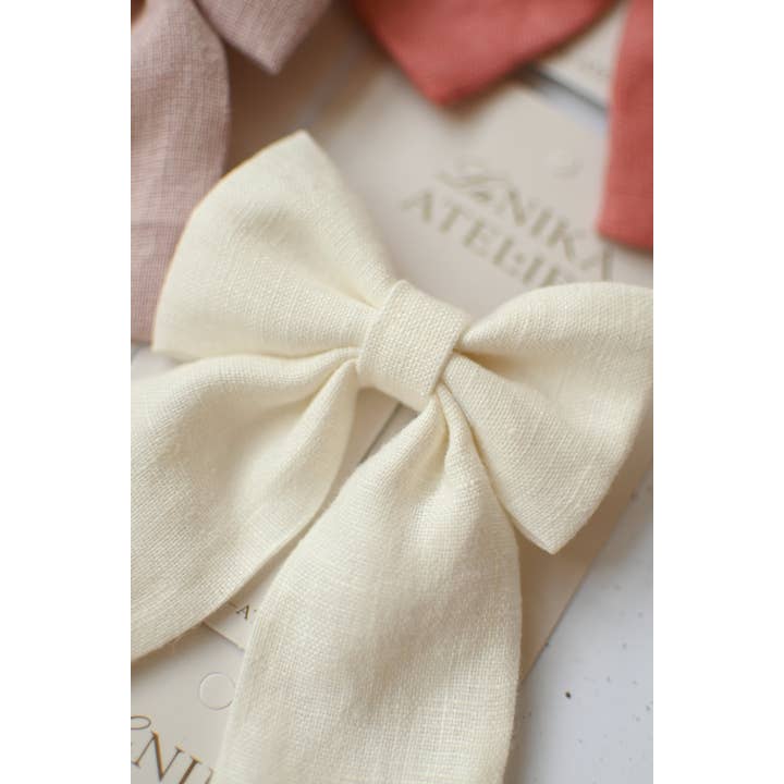 Lanika Atelier, Nika Korošec s.p. - Wholesale Hair Bow - Women's - Midi linen hair bows in pastel colors10