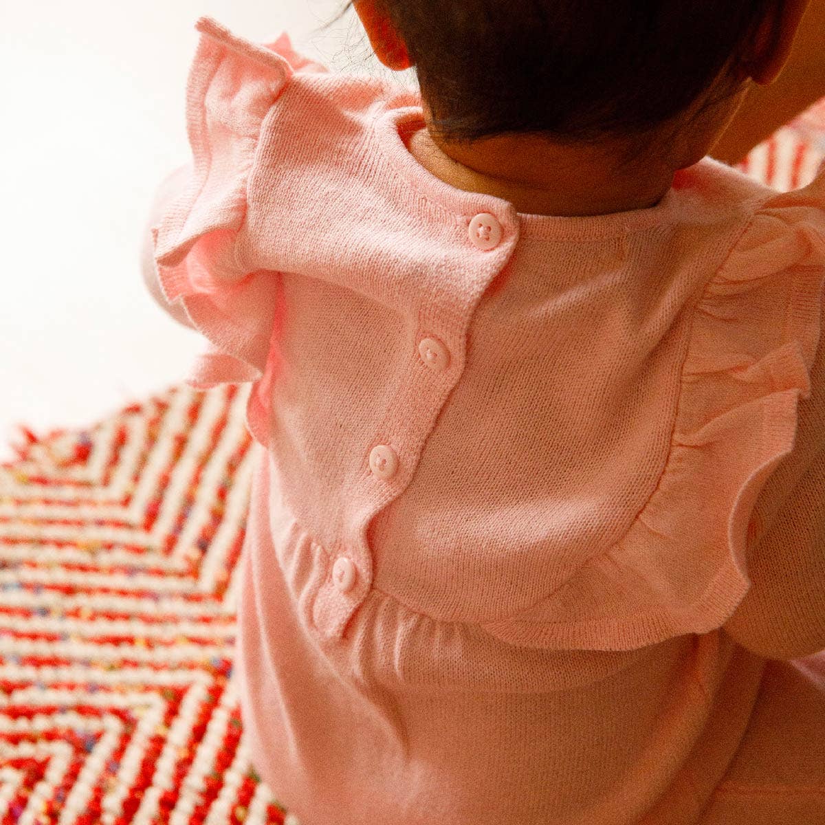 Monica + Andy - Wholesale Jumpsuit - Baby - Double Ruffle Sweater Romper_Pink3