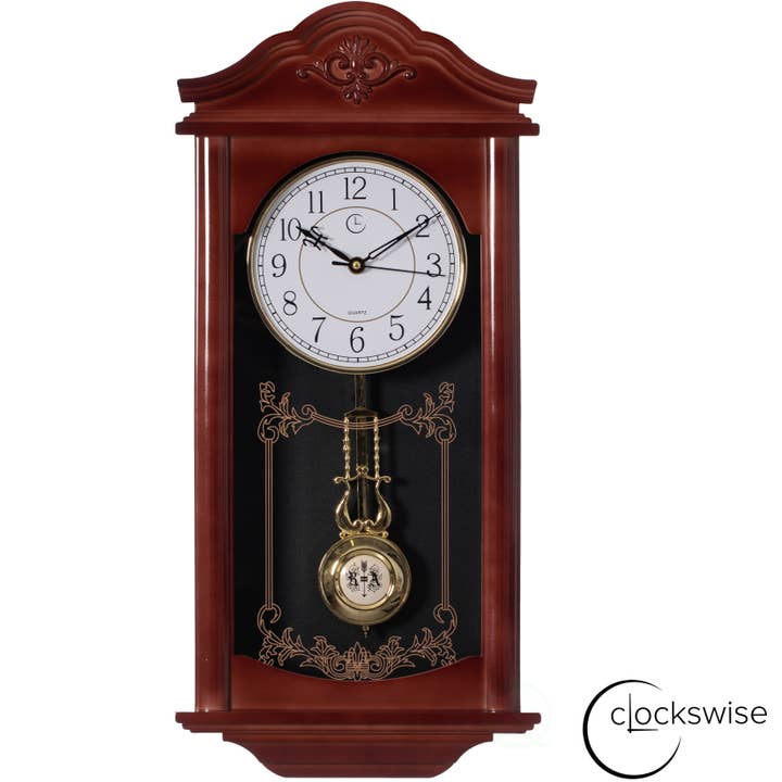 Quickway Imports - Wholesale Wall Clock - Vintage Grandfather Wood Looking Plastic Pendulum Wall Clock19