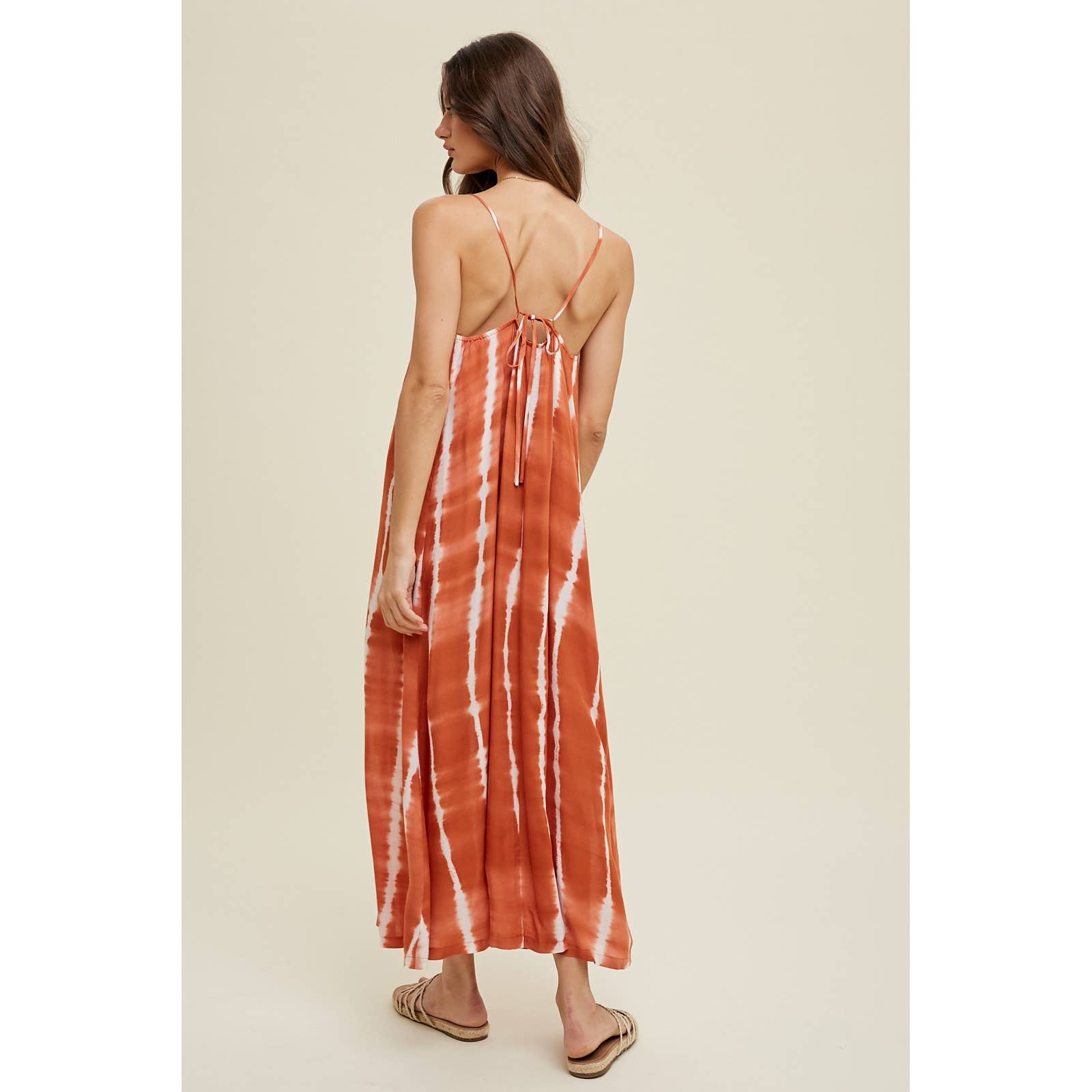 Wishlist Apparel - Wholesale Dress - Women's - TIE DYE MAXI DRESS WITH SELF BACK TIE / WL23-83526