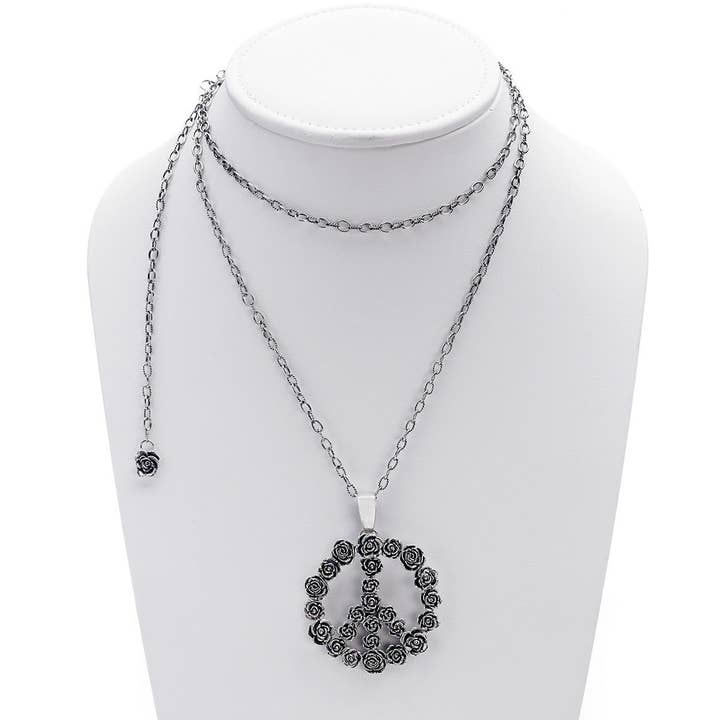 Colar Imagine Peace Rose Prata de Lei por atacado de Cynthia Gale New York