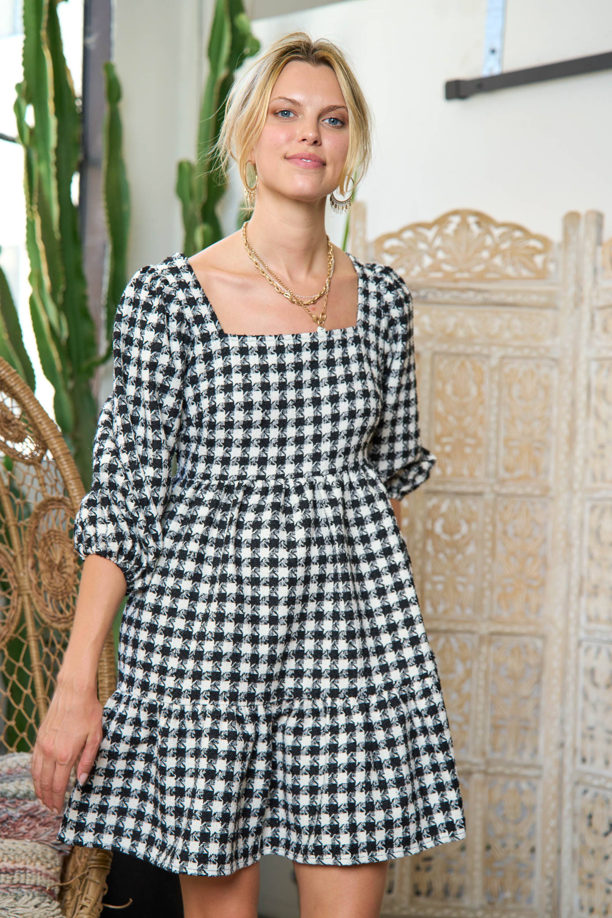 JADE BY JANE – wholesale Klänning - Dam – TWEED PUFFÄRM MINIKLÄNNING JJD50230