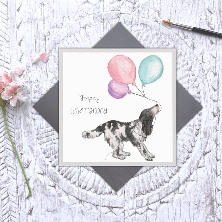 'Happy Birthday' Birthday Balloons dog card for wholesale by Utterly Conkers