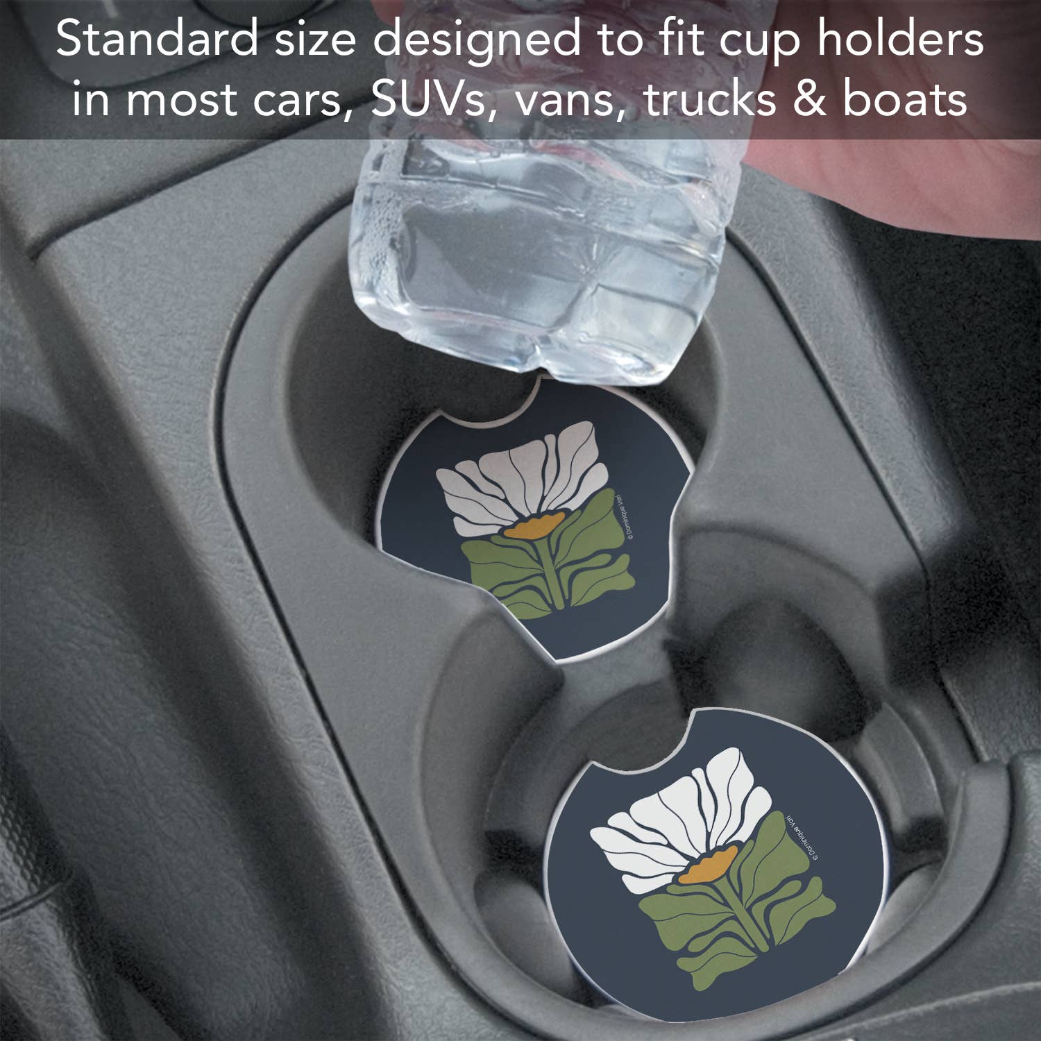 CounterArt/Highland Home/Thirstystone - Wholesale Coasters - "Bohemian Floral" Absorbent Stone Car Coaster 1pk 3