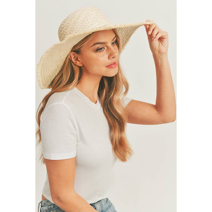 Hana - Wholesale Straw Hat - Women's - Solid Floppy Sun Hat