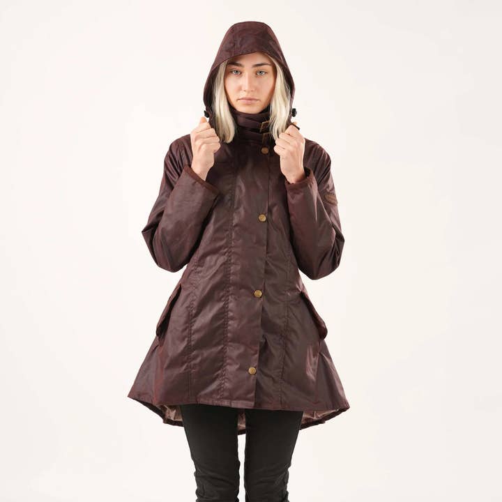 Louise Mahogany Wax Coat for wholesale by Welligogs
