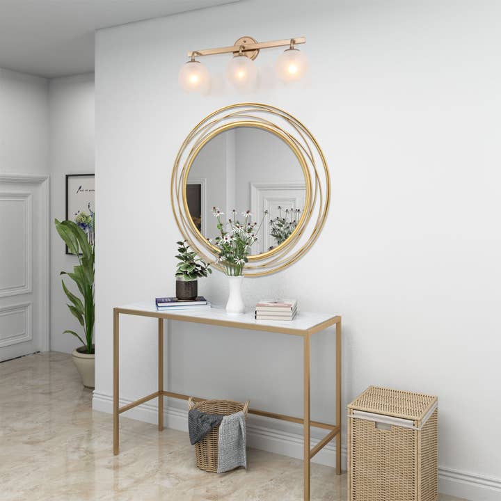 Paris Loft Inc - Wholesale Wall Mirror - PARISLOFT 35.7'' Gold Circle Mirror with Metal Wire Frame