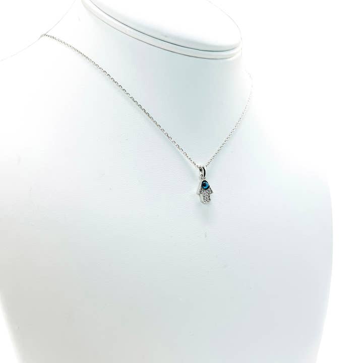 Loli - Vendita all'ingrosso Collana con ciondolo/pendaglio - Collana Hamsa Mini Evil Eye in argento sterling 92510