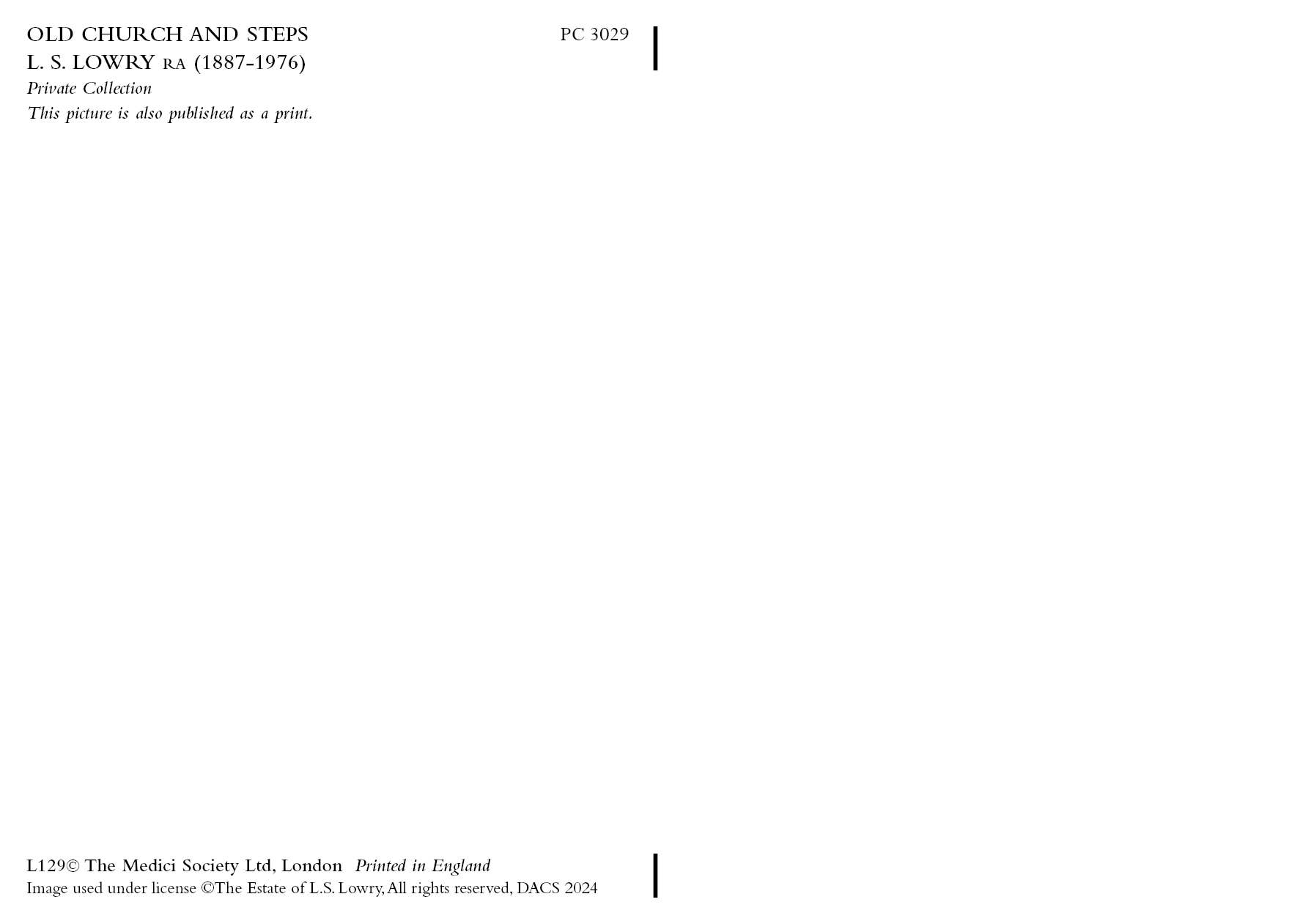 Ganymed Press - Vendita all'ingrosso Cartoline - Vecchia chiesa e gradini - Cartolina di L. S. Lowry1