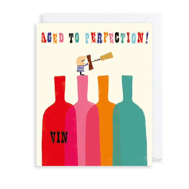 Aged to Perfection, Wine Birthday Card for wholesale by The Art File