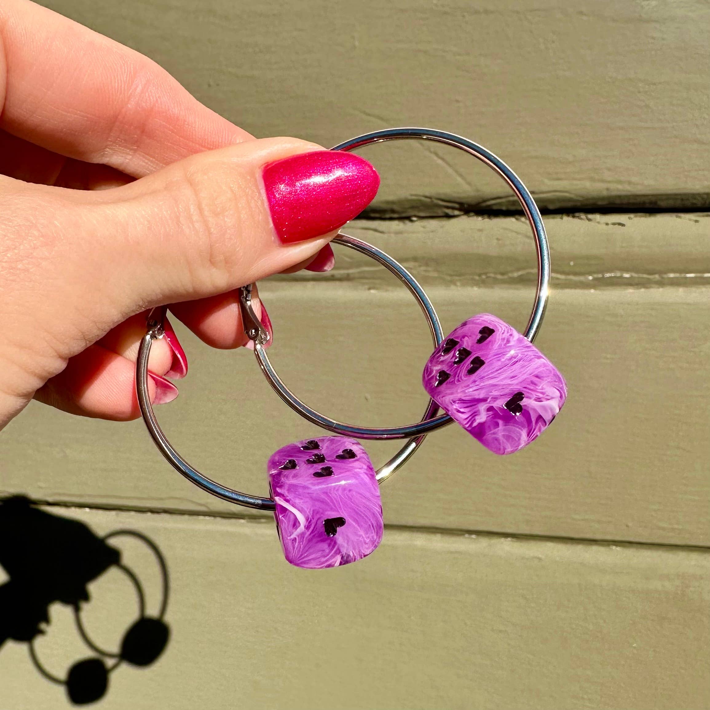 Foolish Fetish - Wholesale Hoop Earrings - Love's A Gamble Dice Hoops Earrings : Various Colors19
