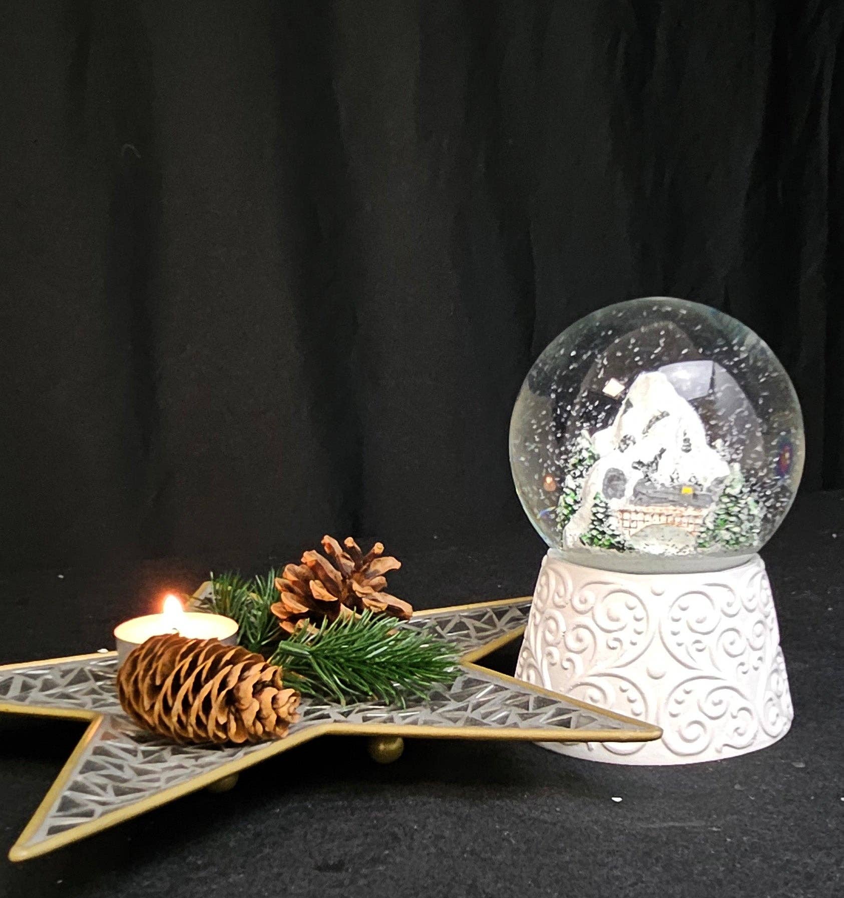 Schneekugelhaus - Vendita all'ingrosso Palla di neve - Bambini e neonati - Sfera di neve nostalgica paesaggio montano su base bianca6