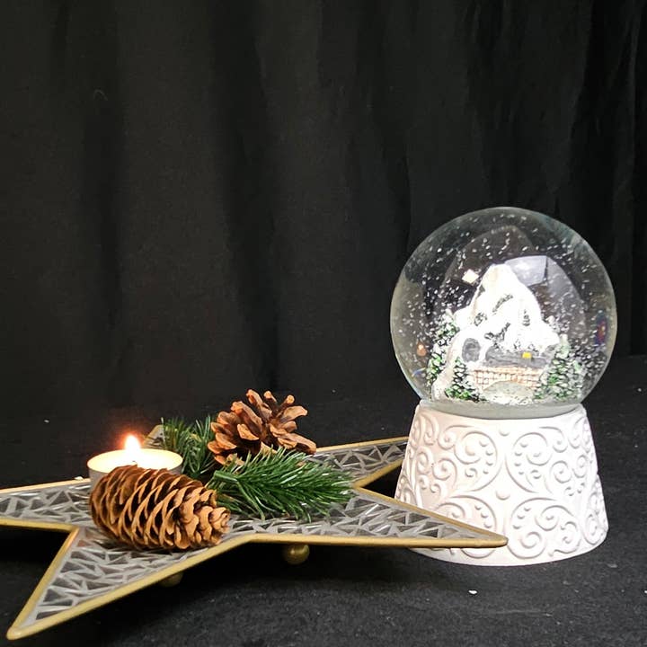 Schneekugelhaus - Wholesale Snow Globe - Nostalgic Snow Globe Mountain Landscape on White Base6