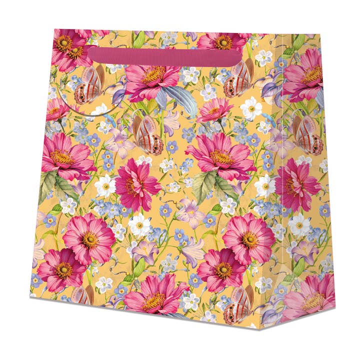 Saco de Presente Grande Quadrado Flores Amarelas Eco Presente por atacado de Penny Kennedy Ltd