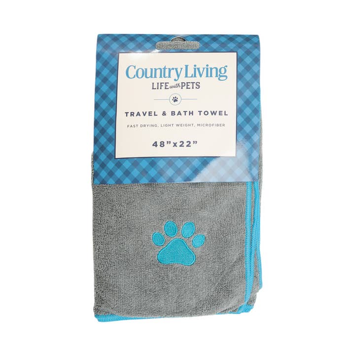 Snabbtorkande mikrofiber hundbadhandduk med tasstryck (grå) för wholesale av Jojo Modern Pets