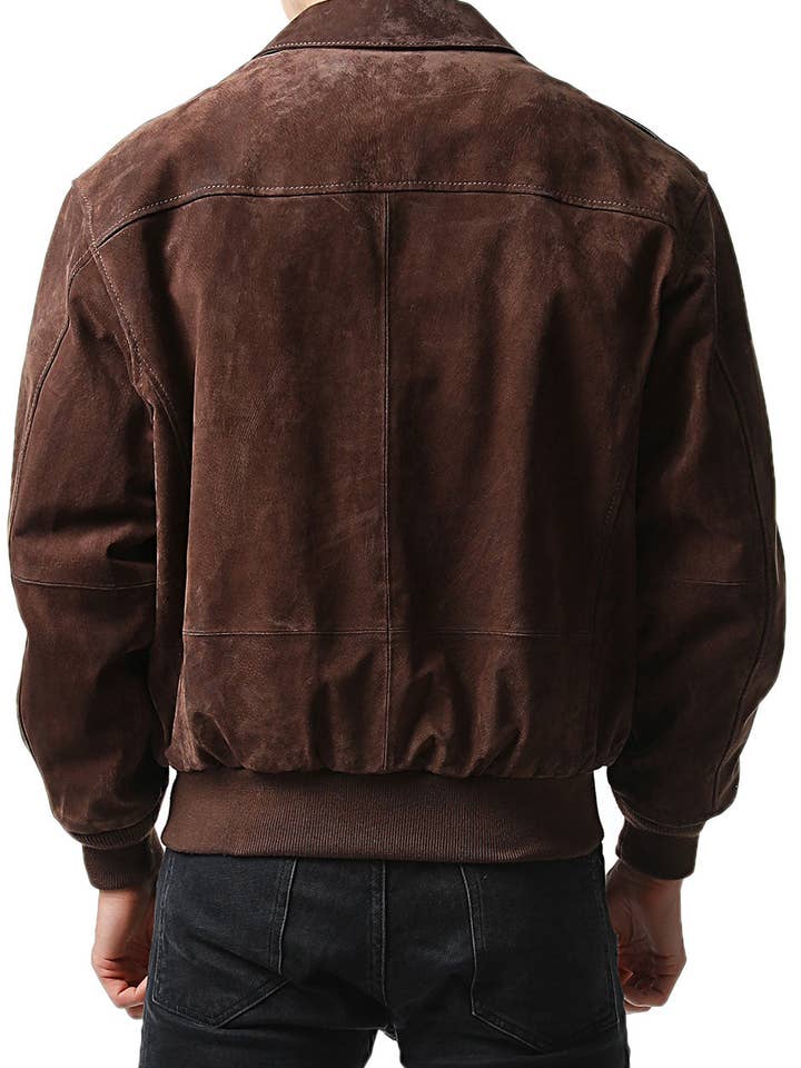 Tobacco Landing Leathers Men Air Force A-2 Suede Leather Flight Bomber Jacket for wholesale on Faire