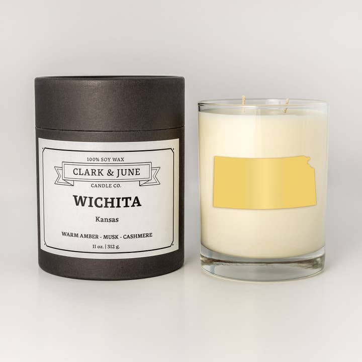 Clark & June Candle Co. - Wholesale Jar/Filled Candle - Wichita | 11oz Soy Candle w/ Cocktail Glass Vessel