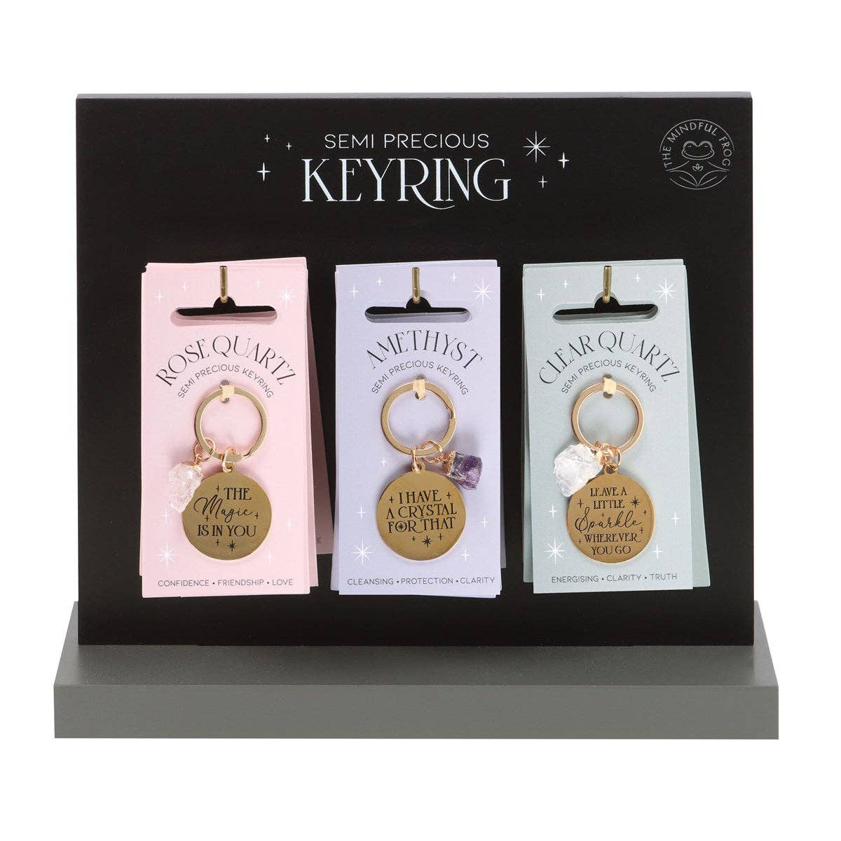 Something Different Wholesale – wholesale Keychain – Women's – Set of 18 Gold Crystal Keyrings on Display1