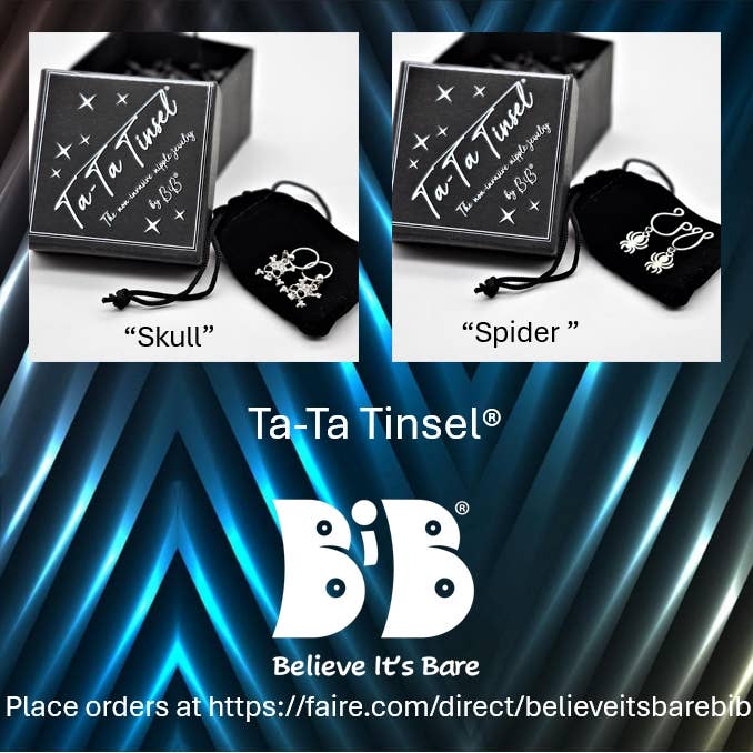 Ta-Ta Tinsel® Skull Nippelring Presentset för wholesale av Believe It's Bare ® "BiB"®
