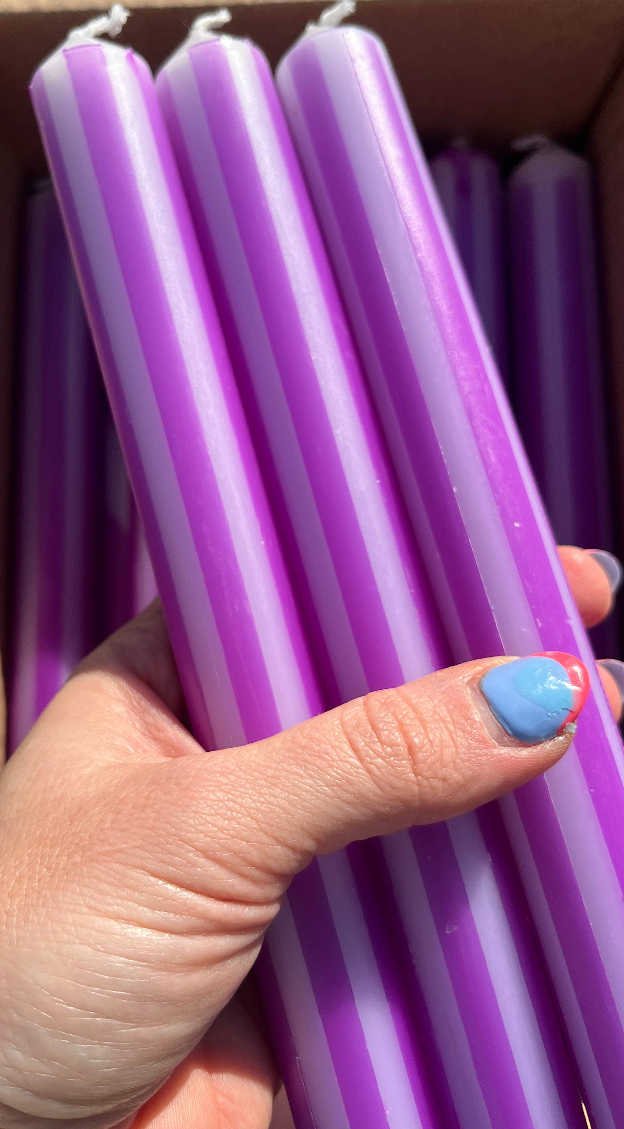 The Colour Emporium - Wholesale Tapered candle/candlestick - Pinstripe Candle individual15