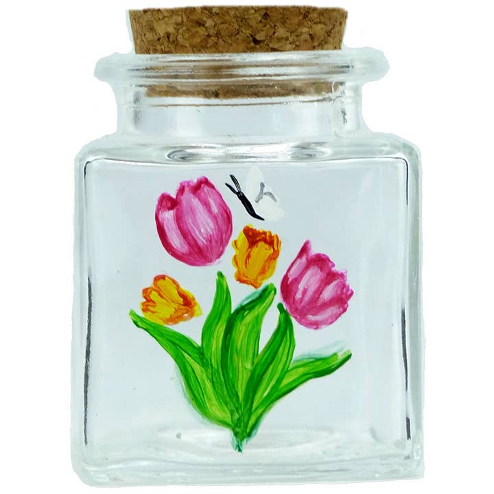 Tulips with Butterfly Spice Jar - Discontinued Design for wholesale by Classy Art Designs, LLC