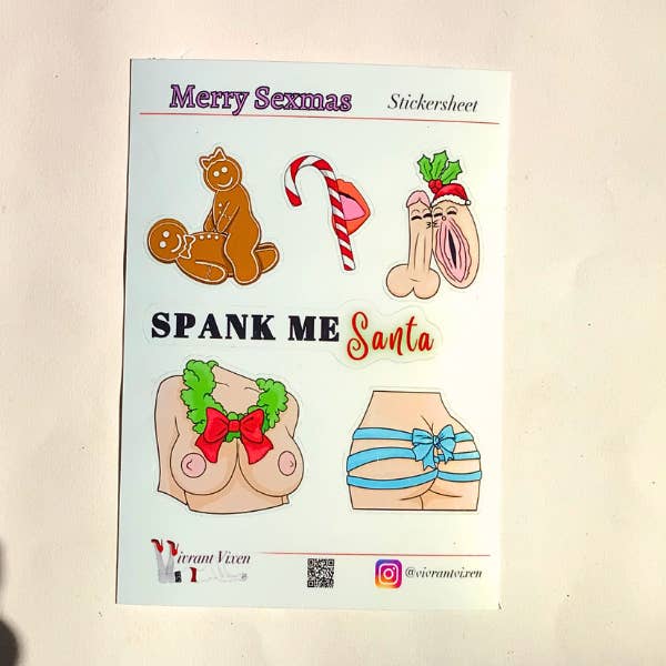 Folha de autocolantes para adultos Merry Sexmas por atacado de Vivrant Vixen