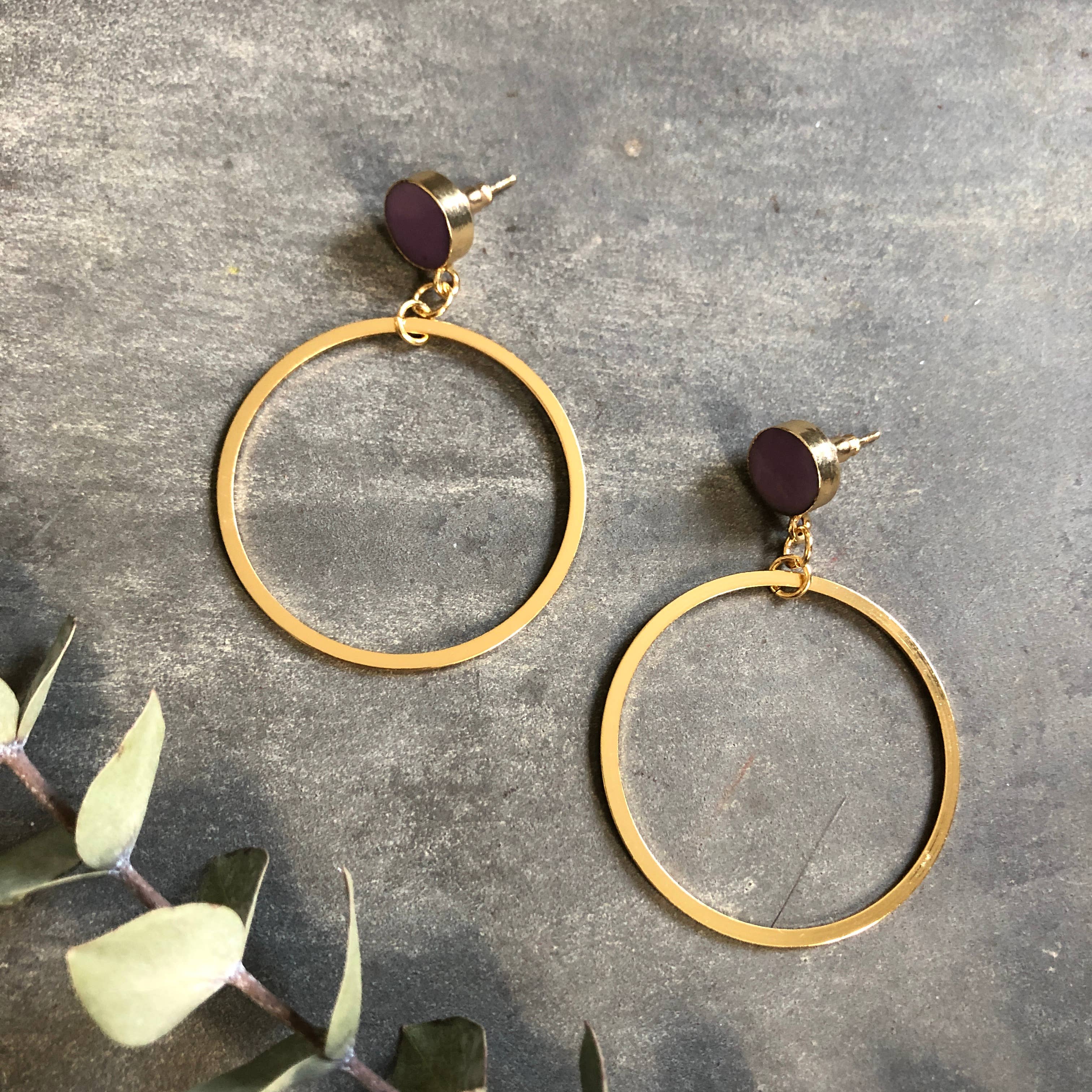 GeoMetricGem - Wholesale Dangle Earrings - Smith Earrings ~ 14K Gold Plated Sugilite2