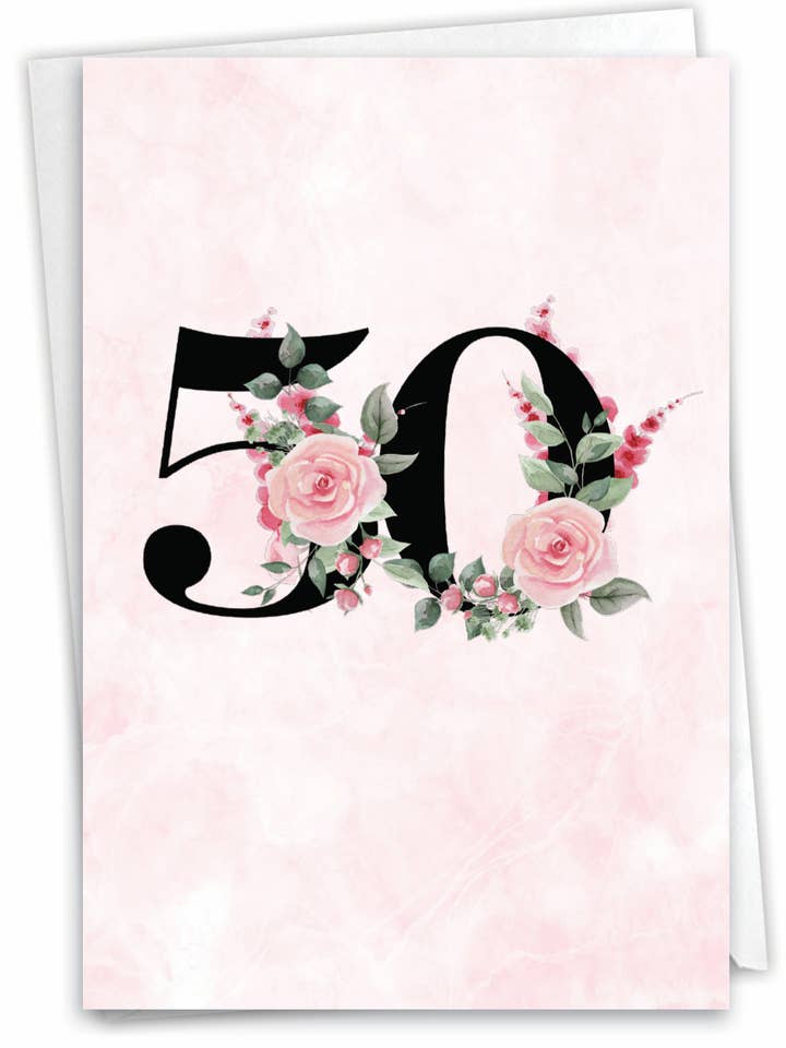 Carte d'anniversaire - Floral Couple 50 pour la vente par NobleWorks