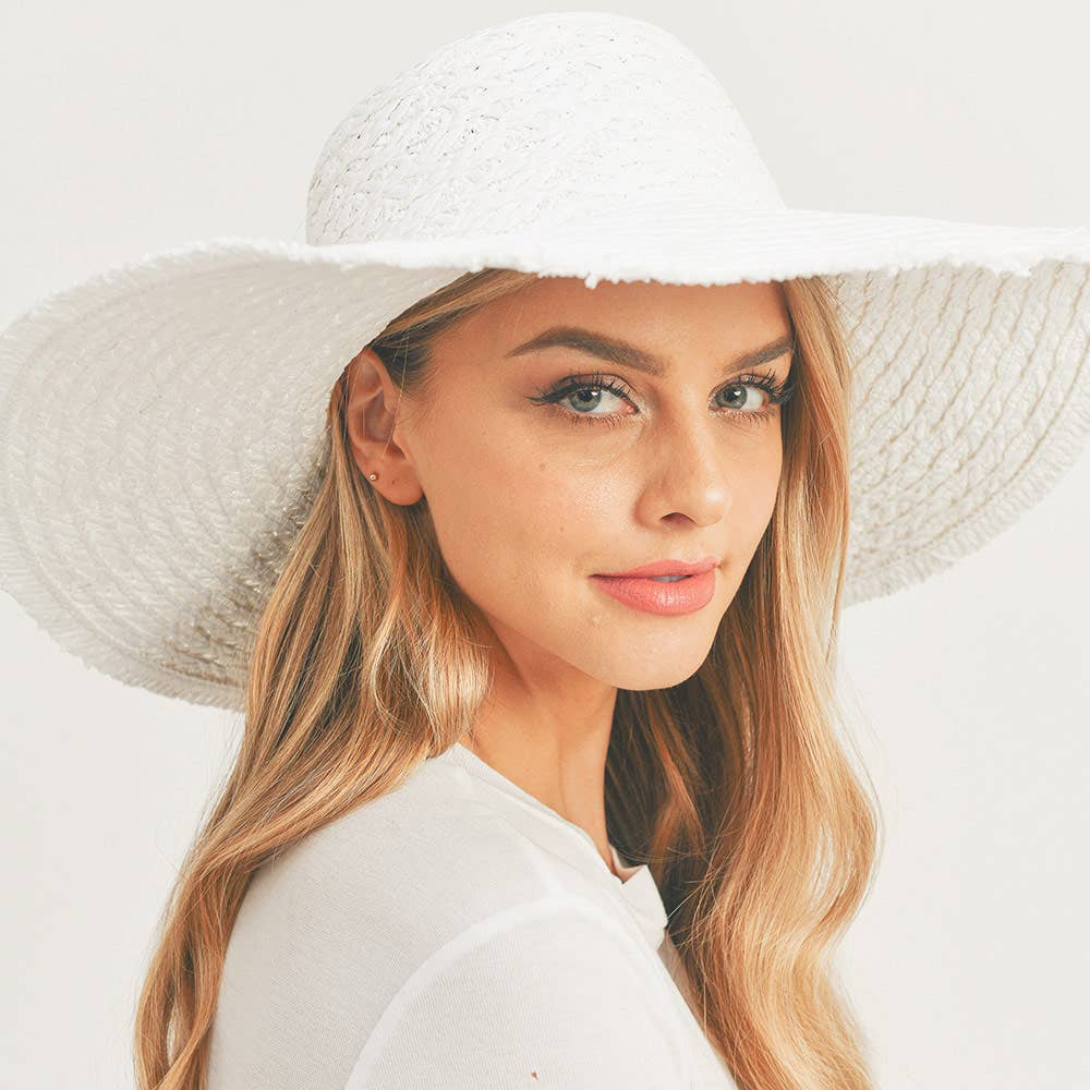Sensibling Corp. - Wholesale Straw Hat - Women's - Trim Detailed Solid Straw Sun Hat
24