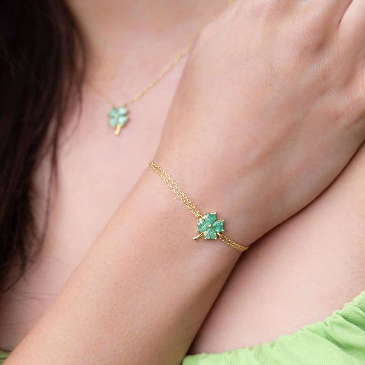 Ana Four-Leaf Clover Bracelet, Pink Cubic Zirconia in Silver for wholesale by Jewelixir