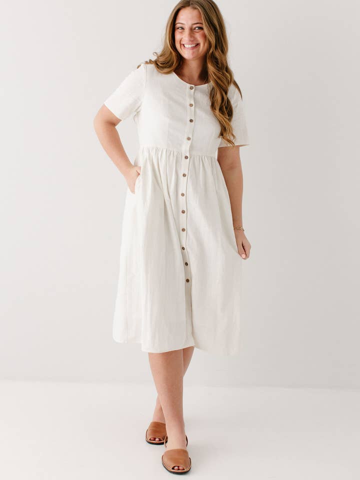 'Adeline' Button Down A-Line Midi Dress for wholesale by The Main Street Exchange