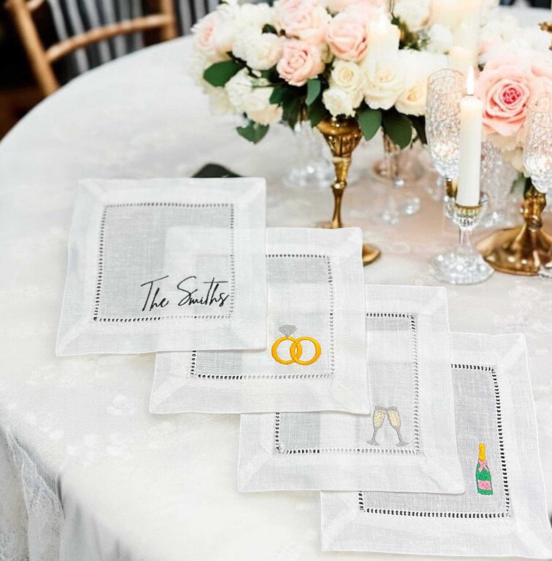 Amanda Rose Thread Co – Guardanapo e pano de jantar por atacado – Guardanapos de Cocktail Bordados Casamento1