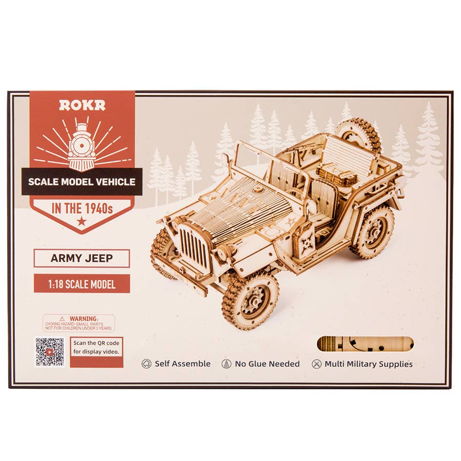 Robotime - Wholesale DIY Craft Kit - Kids - MC701 Rokr Army Jeep 3D Wooden Puzzle4