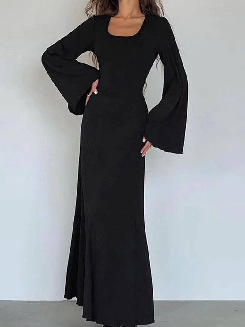 safistyle - Wholesale Dress - Women's - Flare Sleeves Square Neck Maxi Dress12