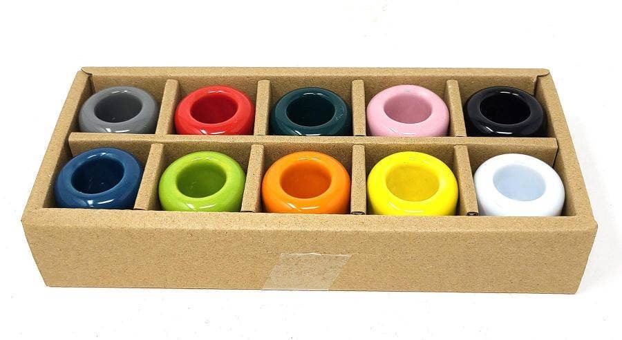 GREENROOTS USA LLC - Wholesale Candle Holder - Ceramic Chime Candle Holders 1.25" - Assorted Colors X101