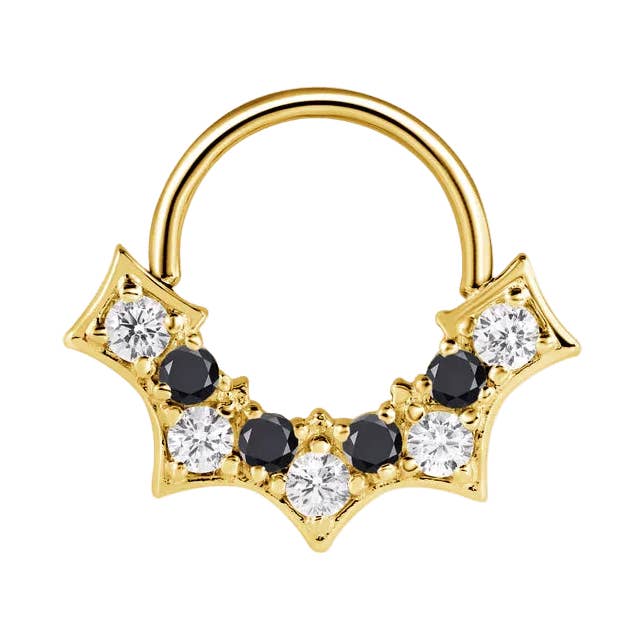 Nocturne Seamless Ring – 14K Gold Nine-Gem Arc Design for wholesale by Piercing-zone