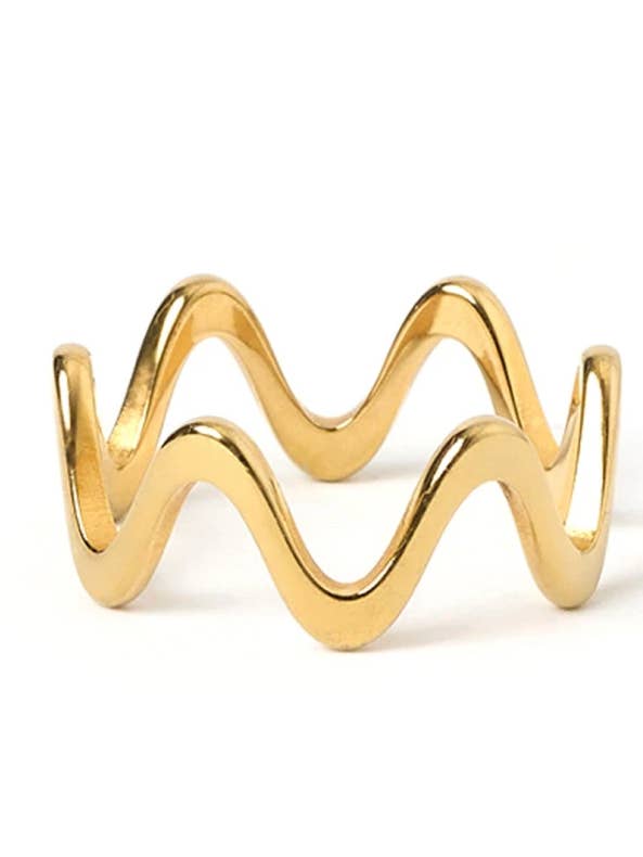 Zig Zag - Wave Stacking Steel 114K Band Ring for wholesale by HoopLa