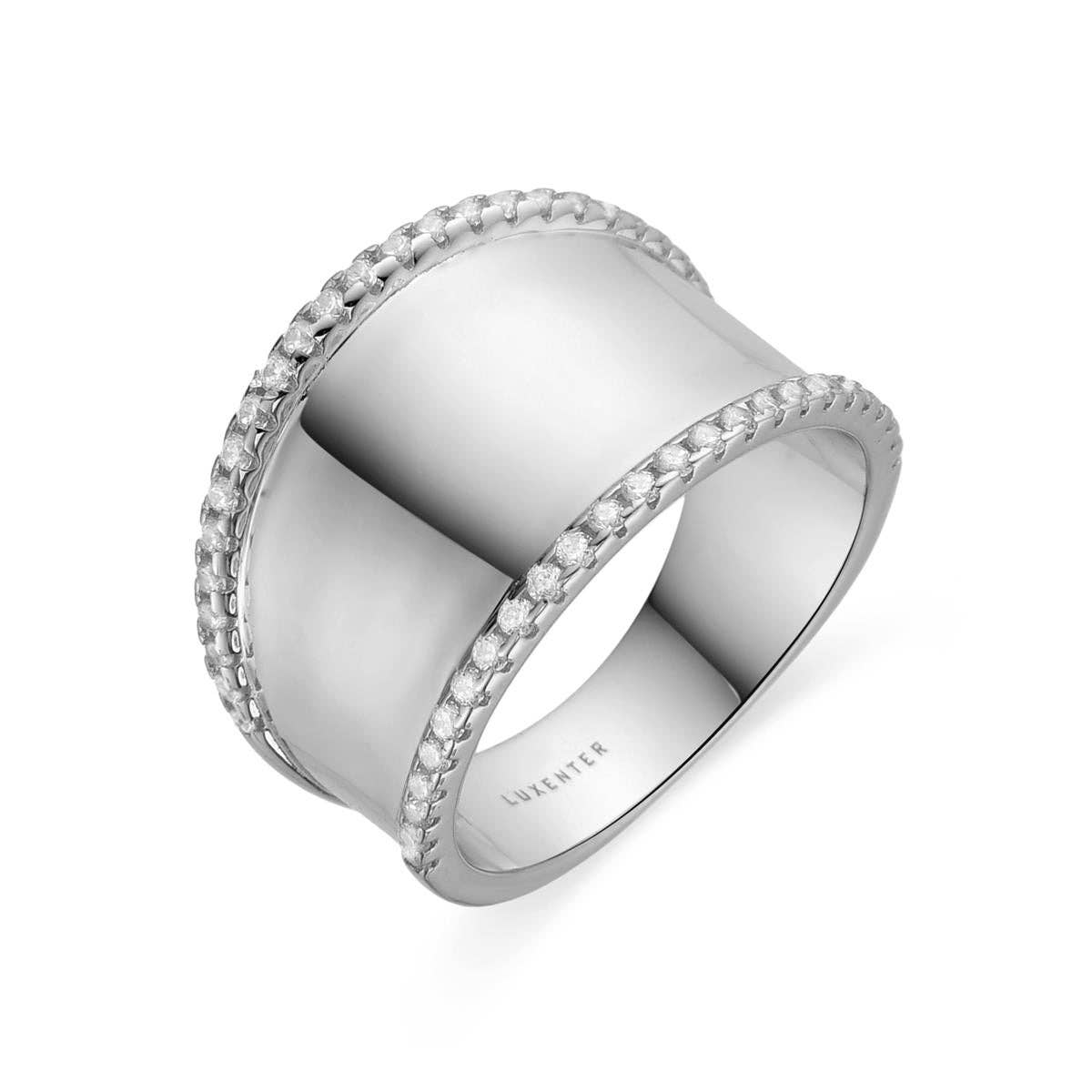 Luxenter - Vente Bague avec plusieurs pierres - Anillo Luxenter en argent sterling 925 et zirconium brillant finition rhodium - Vodrum