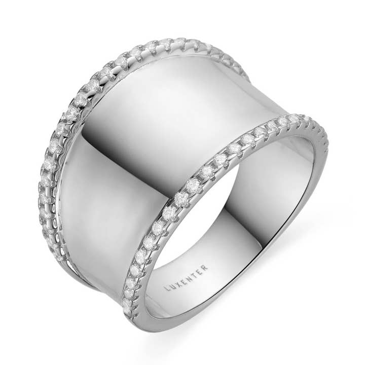 Luxenter - Vente Bague avec plusieurs pierres - Anillo Luxenter en argent sterling 925 et zirconium brillant finition rhodium - Vodrum0