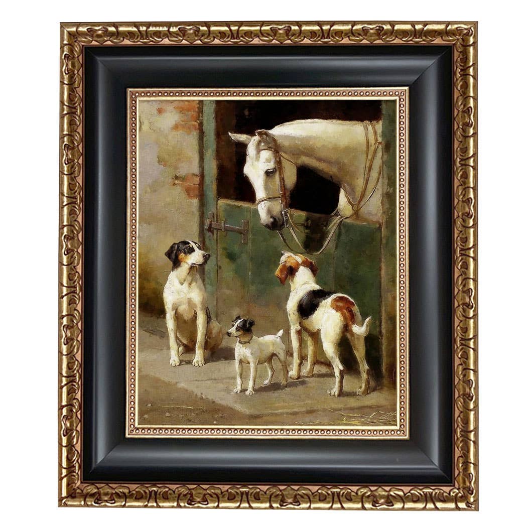 Madison Bay Co. - Historical Home Decor Reproductions - Wholesale Art Print - Dog and Horse at Stable Vintage Painting Print on Canvas76